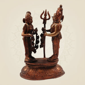 Shiva Parvati Wedding Idol β Handcrafted Copper Statue 6.75" - Luxeartisanship