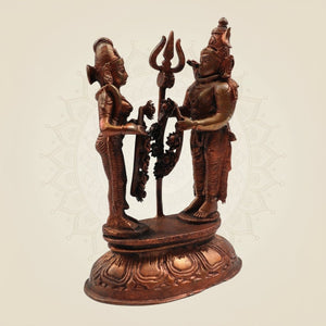 Shiva Parvati Wedding Idol β Handcrafted Copper Statue 6.75" - Luxeartisanship