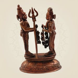 Shiva Parvati Wedding Idol β Handcrafted Copper Statue 6.75" - Luxeartisanship