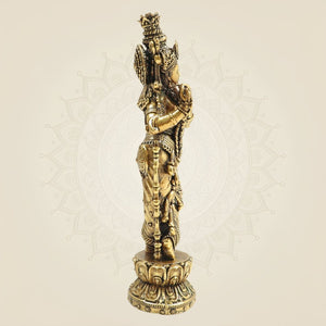 South Indian Krishna Brass Idol - Luxeartisanship