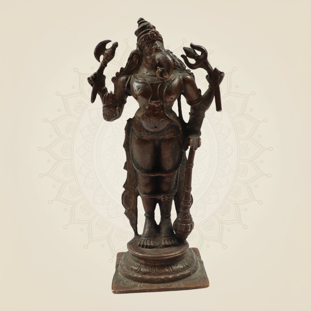 Unique Copper Ganesha Idol – Graceful Standing Statue of Wisdom & Blessings 5.75" - Luxeartisanship