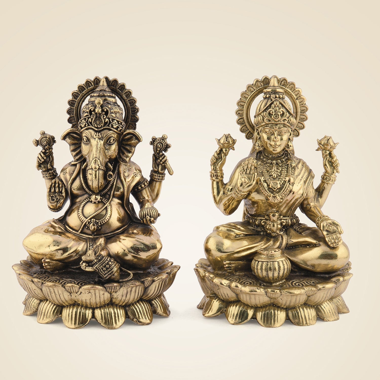 Divine Ganesha Laxmi on Lotus Idol 4.5" Superfine Statue for Spiritual Decor