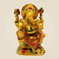 Hand-Painted Brass Ganesha Idol – 7.5" Murti for Mandir & Gift Decor