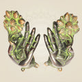 Vintage Brass Buddha Door Handle 7" • Floral Design • Antique Finish • Pair of 2