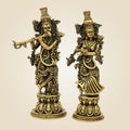 Superfine Radha Krishna Bronze Idol – South Indian Divine Couple Murti 4.75"