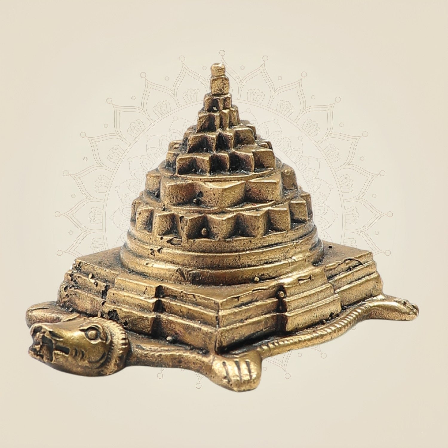 Bronze Tortoise Meru Shri Yantra - Panchaloha Sculpture