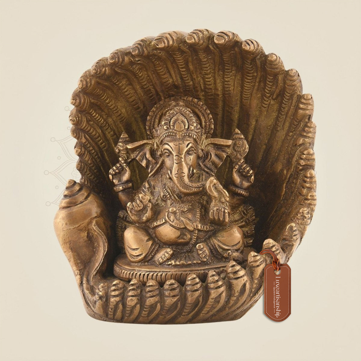5.5" Brass Ganpati Idol Murti for Mandir | Handmade Ganesha Statue for Decor & Puja