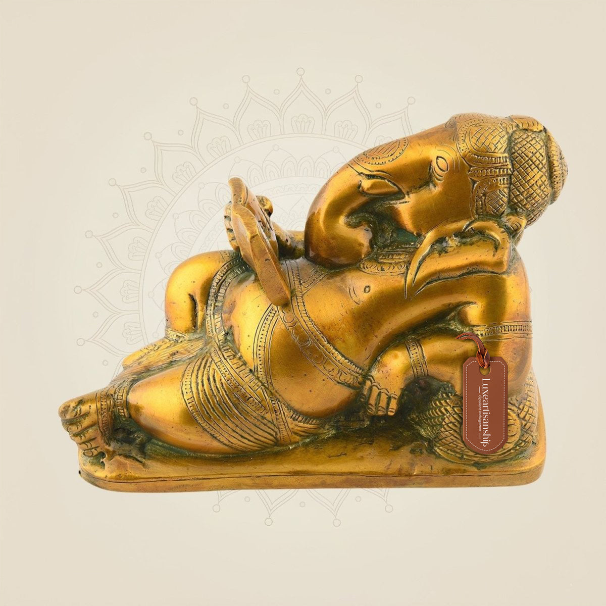 Ganesha Reading Mahabharata Book – 4.5" Brass Idol | Handcrafted Art Decor