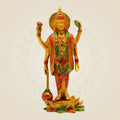 Hand-Painted Brass Vishnu Idol 8.25" – Standing Statue on Lotus Base