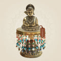 Brass Gauri Maa Idol on Chowki 7" Suitable for Everyday Worship