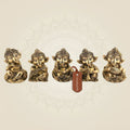 Ganesha Musician Set of 5 – 5 Inch" Brass Idols for Festive, Gifts & Spiritual Decor