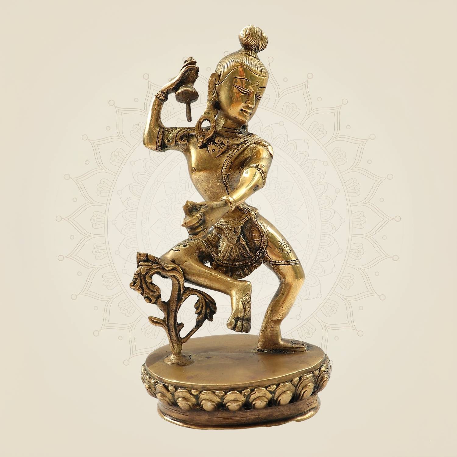 Brass Nepalese Style Dancing Shiva Idol – Handcrafted Nataraja Murti - 9.25"