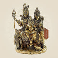 Brass Shiv Parivar Murti 6.25" | Lord Shiva with Parvati, Ganesha & Kartikeya Statue for Temple Decor