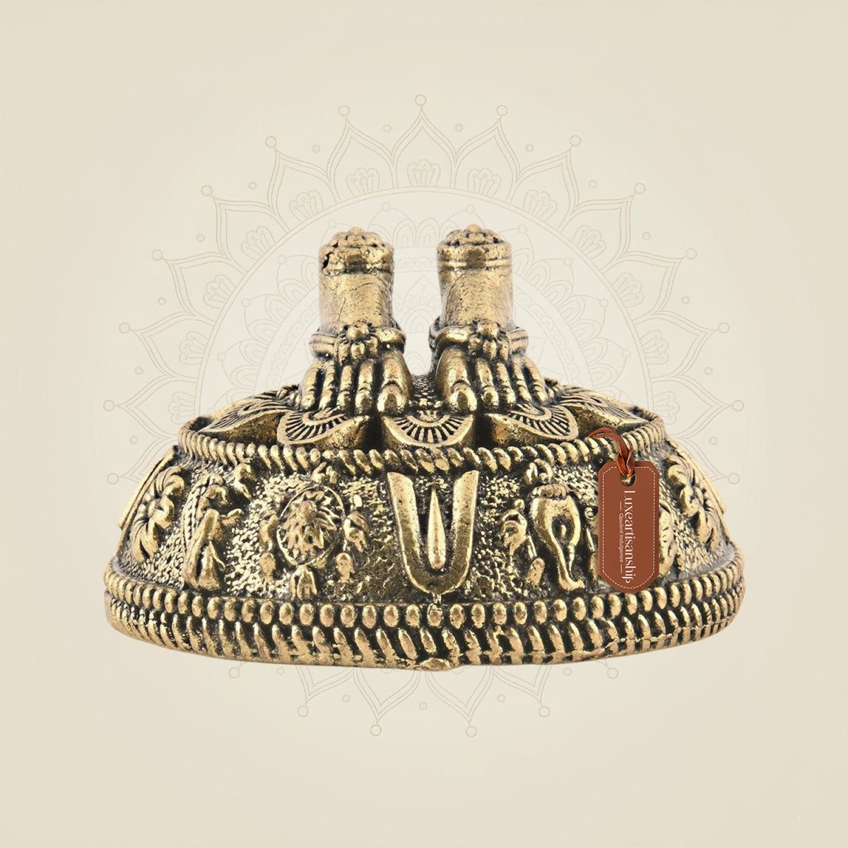 Brass Tirupati Balaji Charan Paduka • Sacred 1" Superfine Idol