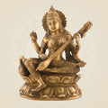 Brass Saraswati Idol with Veena 9″ – Superfine Handcrafted Goddess Statue