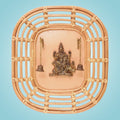 Gajalakshmi Wall Hanging • Brass Idol with Twin Bells & Bamboo Frame - 19"