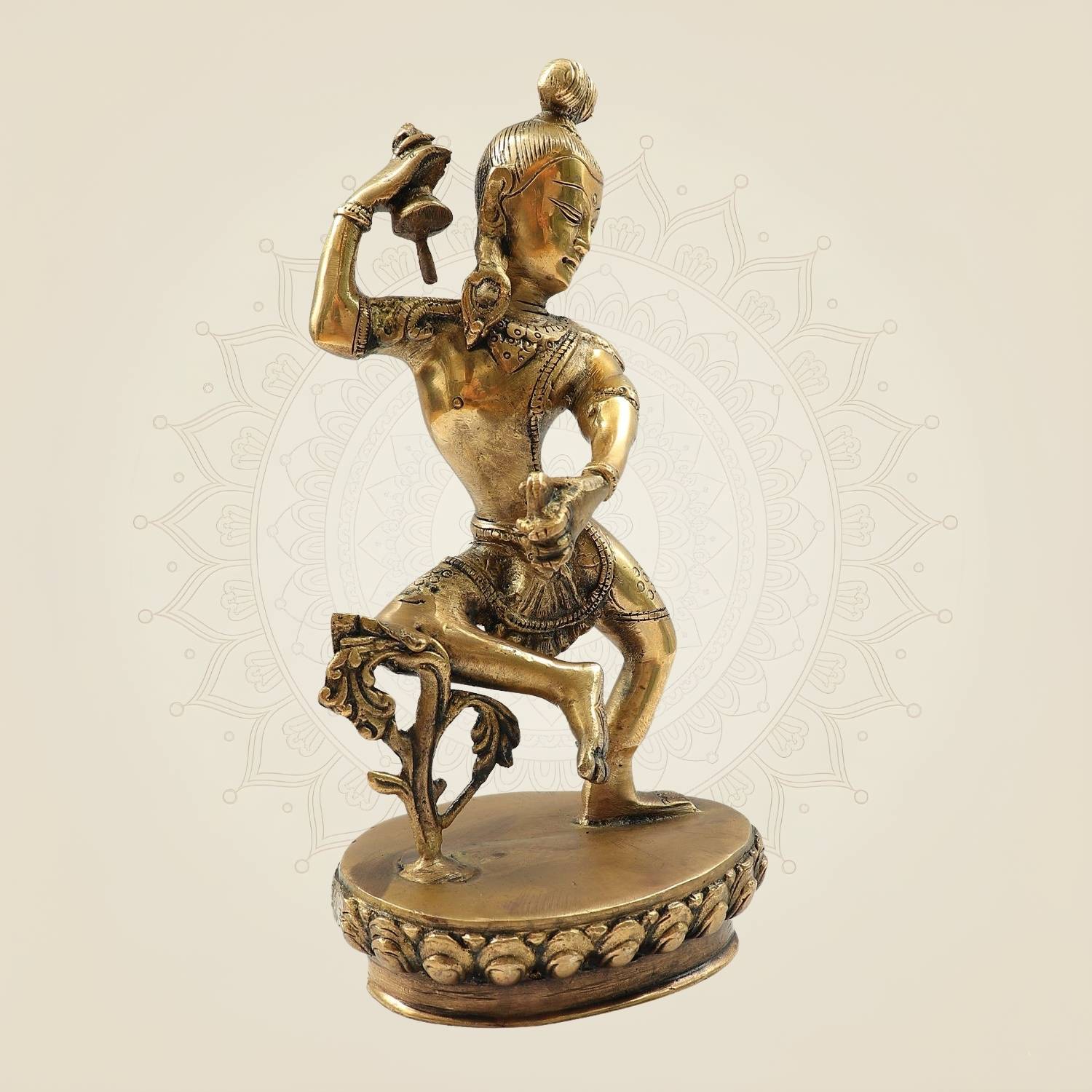 Brass Nepalese Style Dancing Shiva Idol – Handcrafted Nataraja Murti - 9.25"