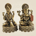 Brass Lakshmi Ganesh Idol Set 4.25" with Lotus Base