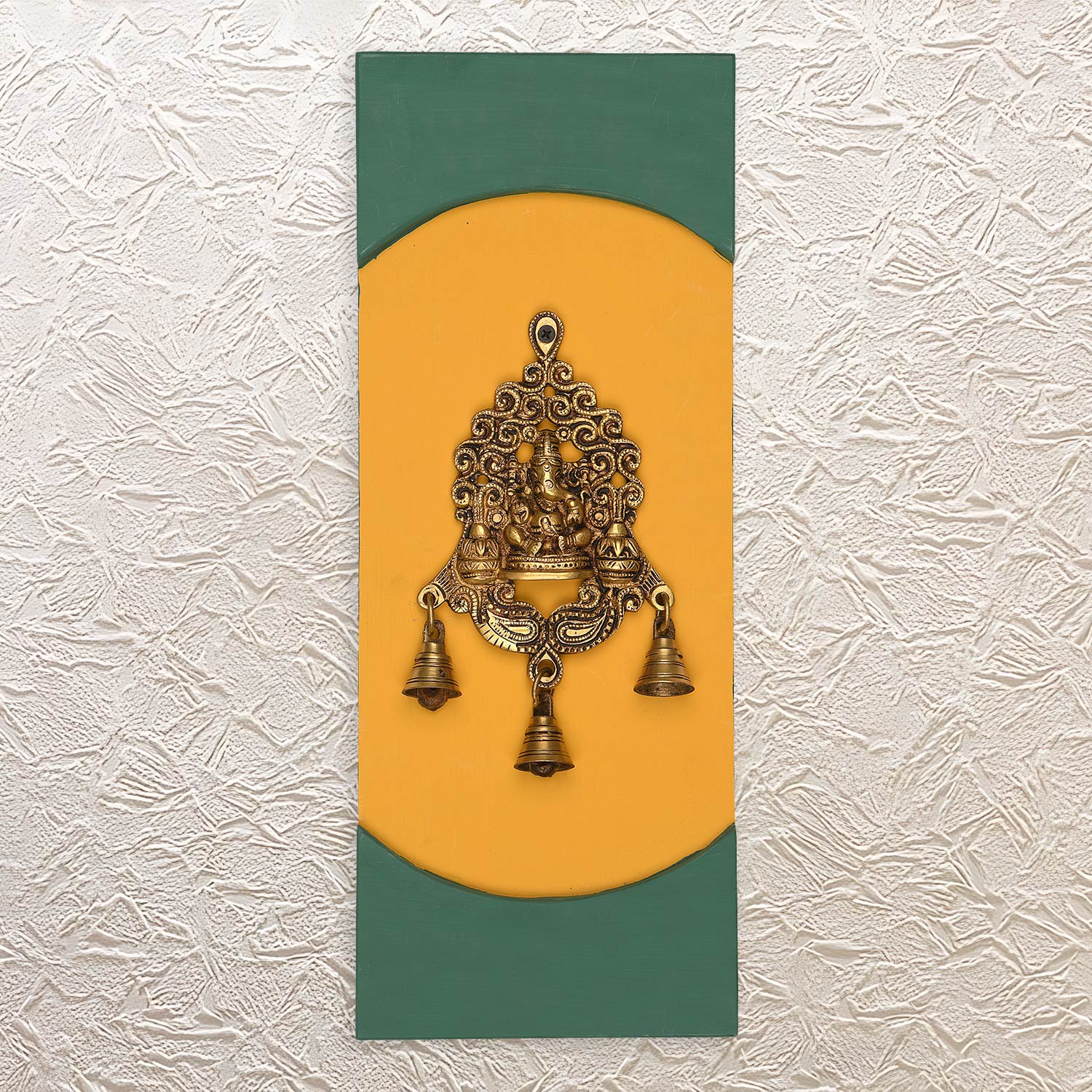 Brass Ganesh with Wall Frame 18"- Handcrafted Art for Home Décor & Pooja