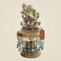 Brass Lord Ganesha Idol on Chowki 7.25"– Solid Metal Build with Detail