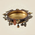 Pure Hand Painted Brass Urli with Peacock Motifs & Hanging Bells 6" | Traditional Decor