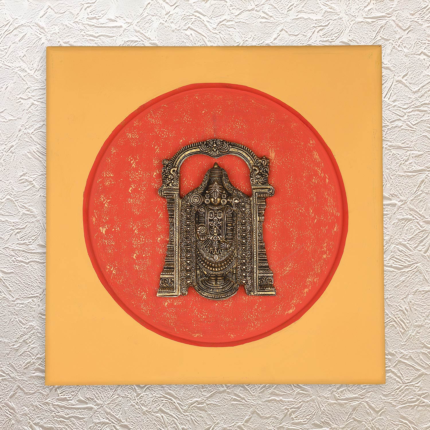Brass Venkateshwara Idol - 16" Square Wall Frame Sacred Wall Art for Home