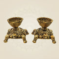 Pair of Brass Turtle Diyas 2.5" | Traditional Tortoise Oil Lamps for Temple & Home