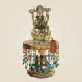 Brass Gajalakshmi on Lotus on Chowki 8.5"– Elephant Flank Composition