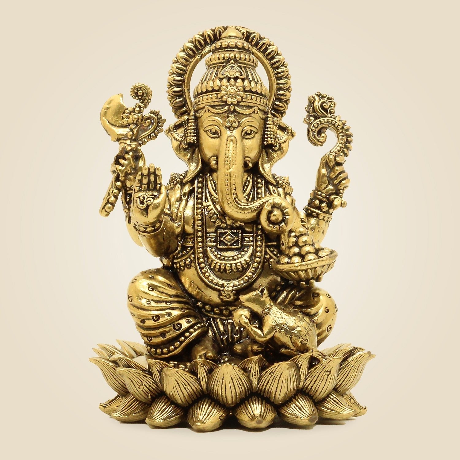 Chaturbhuj Ganesh Idol – 4.75" Handcrafted Artisan Pure Brass Murti