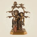 Brass Divine Radha Krishna Under Tree Idol – 16" Handcrafted Murti for Temple & Decor