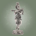 Lord Krishna Idol – 7.5" Silver Finish Handcrafted Pure Brass Statue