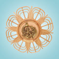 Brass Ganesha Wall Art 19.25" - Peacock Design in Bamboo Frame