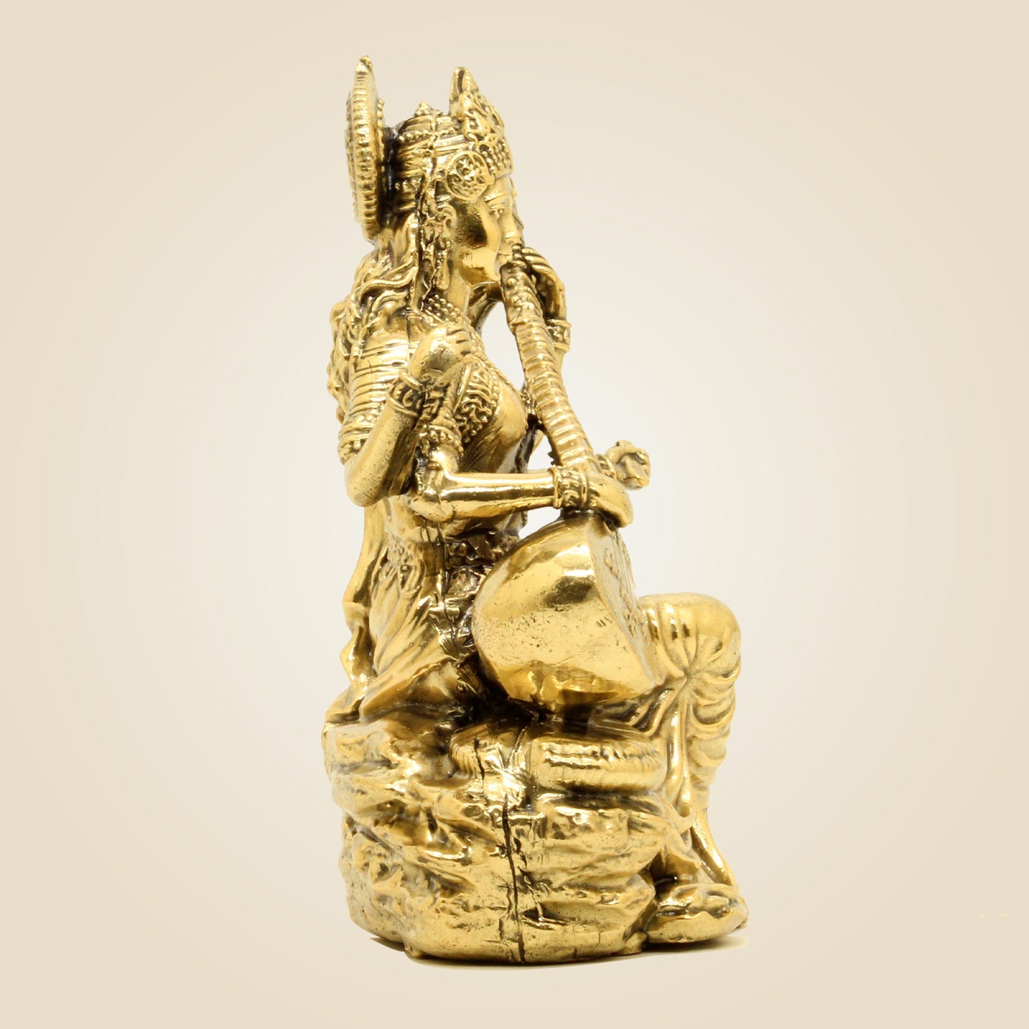 Brass Saraswati Maa Idol 5" – Handcrafted Maa Saraswati Murti for Temple & Study Room