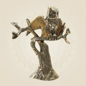 Brass Owl on Tree Showpiece