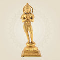 Lord Hanuman in Pious Posture Statue 11.75" | Handcrafted Natural Brass Divine Idol for Safety