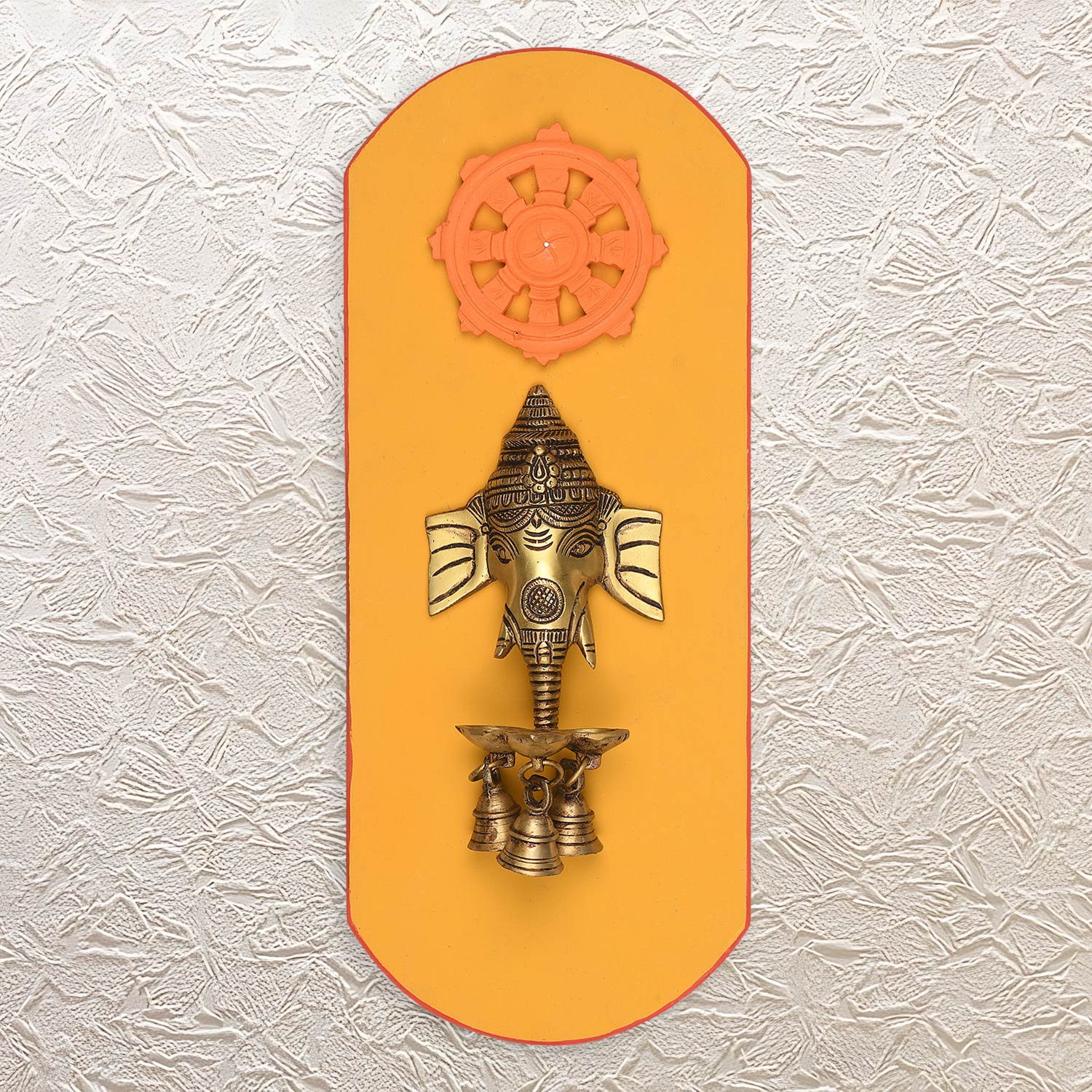 Artistic Wall Frame with Ganesh Diya 17" Brass Finish - Festive Accent