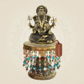 Brass Ganesha Idol on Chowki 7.5"– Ganpati Murti for Decor & Gift