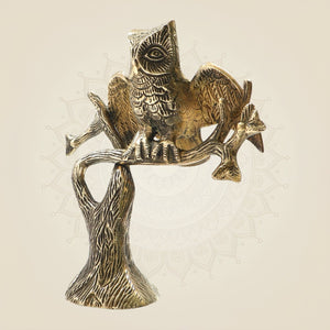 Brass Owl Statue on Tree Showpiece