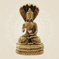 Serene Brass Buddha under Naga Hood – Spiritual Idol for Home & Temple 7.75"