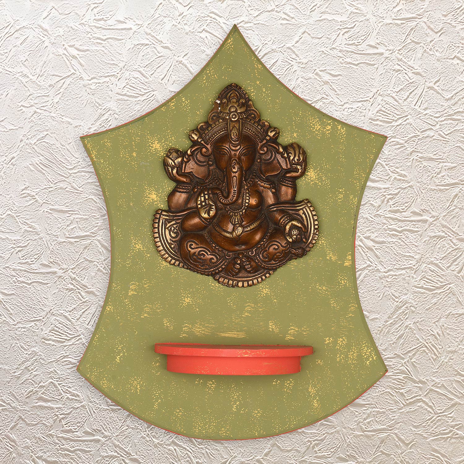 Pure Brass Lord Ganesh • Artistic 16" Wall Frame • Festive & Spiritual Décor