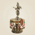 Brass Krishna Murti with Peacock on Chowki 7.5"– Graceful Murti of Beauty