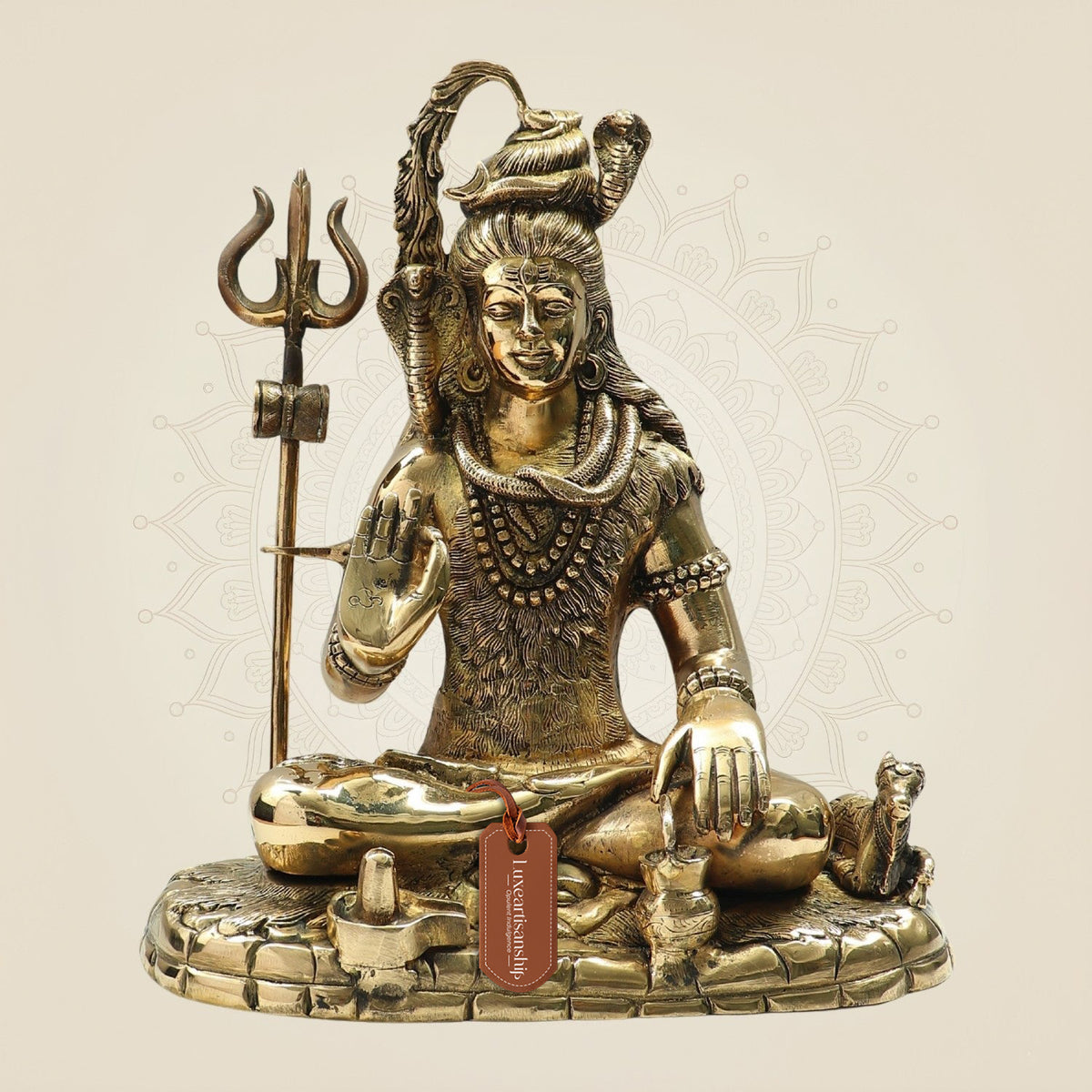 Sitting Brass Shiva Idol in Blessing Gesture – Handcrafted for Calm