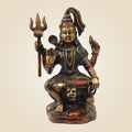 Hand Painted Brass Shiva Idol with Trishul & Damru | Evil Destroyer Murti - 8.75"