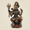 Hand Painted Brass Shiva Idol with Trishul & Damru | Evil Destroyer Murti - 8.75"