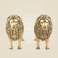 Regal Lion Pair Brass Figurine – 3.75" Handcrafted Idol Vastu Décor for Home, Office & Gifting