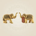 Set of 2 Brass Elephant Showpiece – 2.25″ Handcrafted Perfect Decorative Animal Figurines