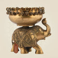 Pure Brass Elephant Urli Bowl with Ghungroo 8" – Traditional Decor for Mandir & Festivals