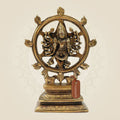 Divine Brass Panchaloha Chakrathalwar Sudarshanar Idol – Vishnu’s Protector Form - 9.5"
