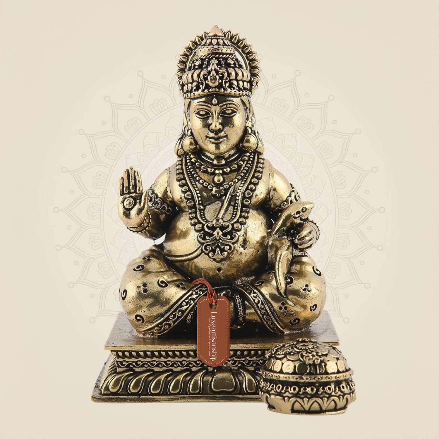 Brass Kuber Idol - 3 Inch |  Lord of Wealth, Prosperity & Fortune – Handcrafted Murti for Puja & Décor
