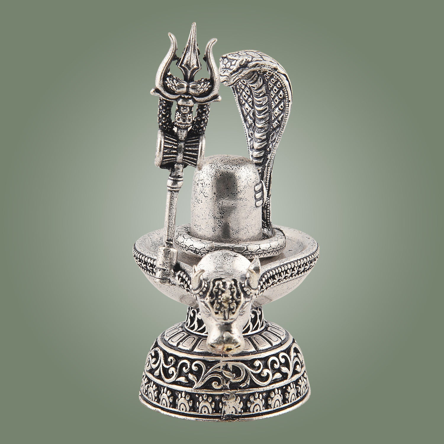 Silver Finish Brass Shivling Idol – 3.75" Lightweight Murti of Shivalinga for Pooja & Temple